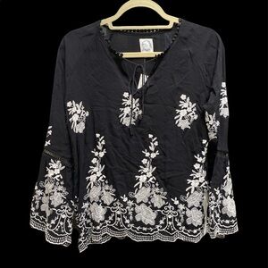 Blue Rain from Francesca’s blouse long sleeves embroidered Size small NWT